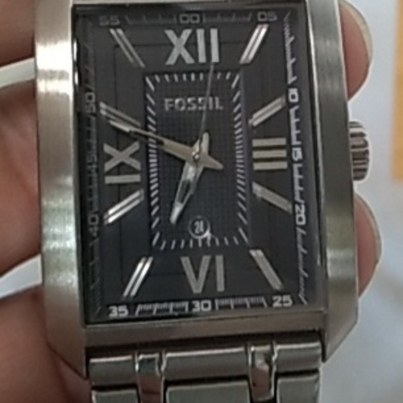 Fossil Black Dial Silver Watch - Picture 1 of 5